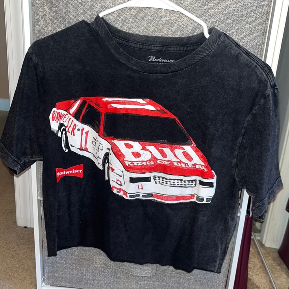 BUDWEISER black washed cropped car top. Pacsun size S
